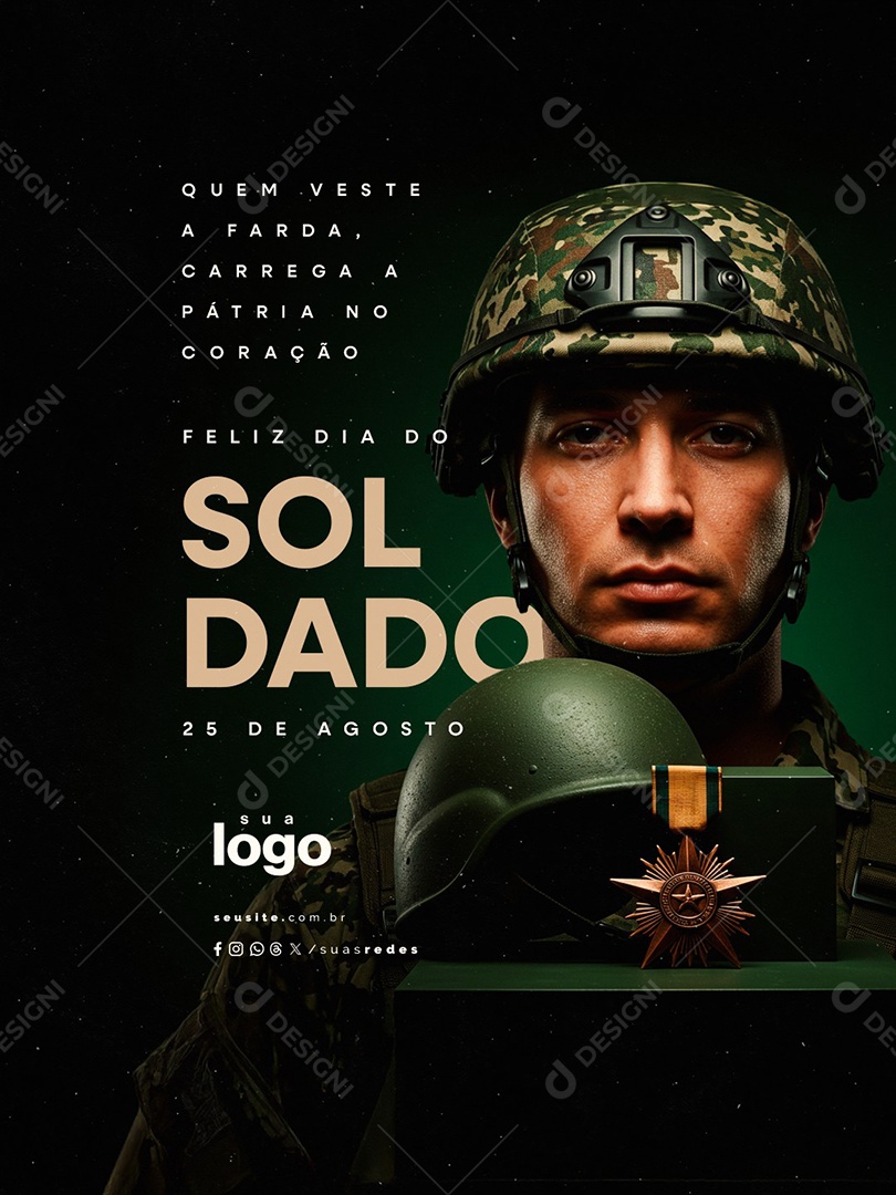 Feliz Dia do Soldado 25 de Agosto Social Media PSD Editável