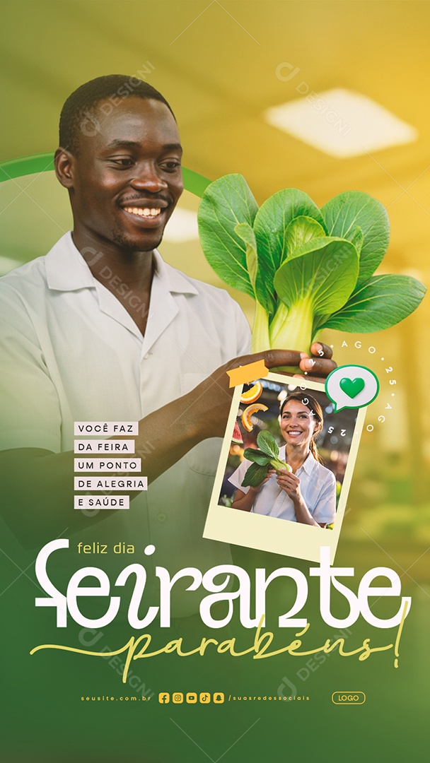 Story Feliz Dia do Feirante 25 de Agosto Parabéns Social Media PSD Editável