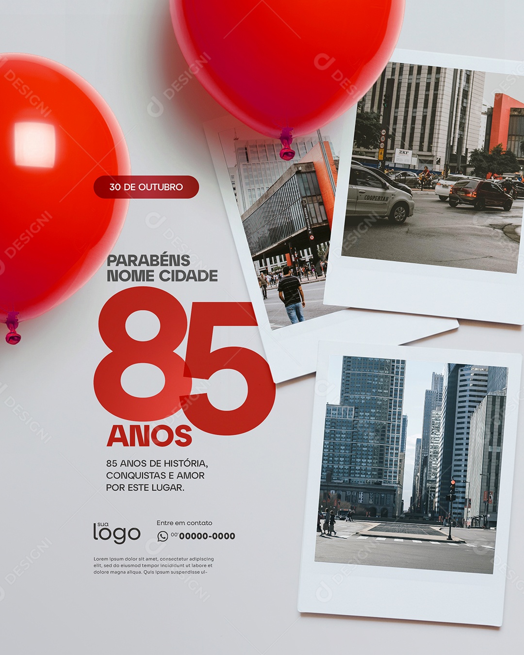 Aniversário de Cidade Parabéns Social Media PSD Editável