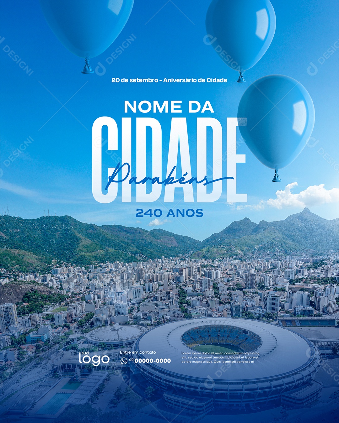 Aniversário de Cidade Parabéns Social Media PSD Editável