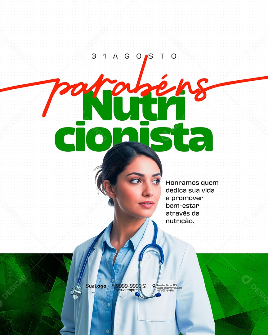 Dia do Nutricionista 31 De Agosto Parabéns Social Media PSD Editável