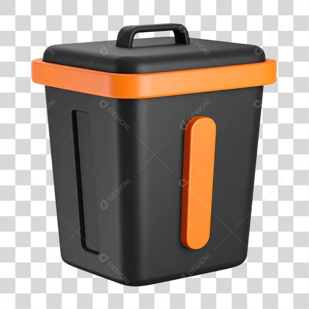 Elemento 3D Balde Lixeira PNG Transparente