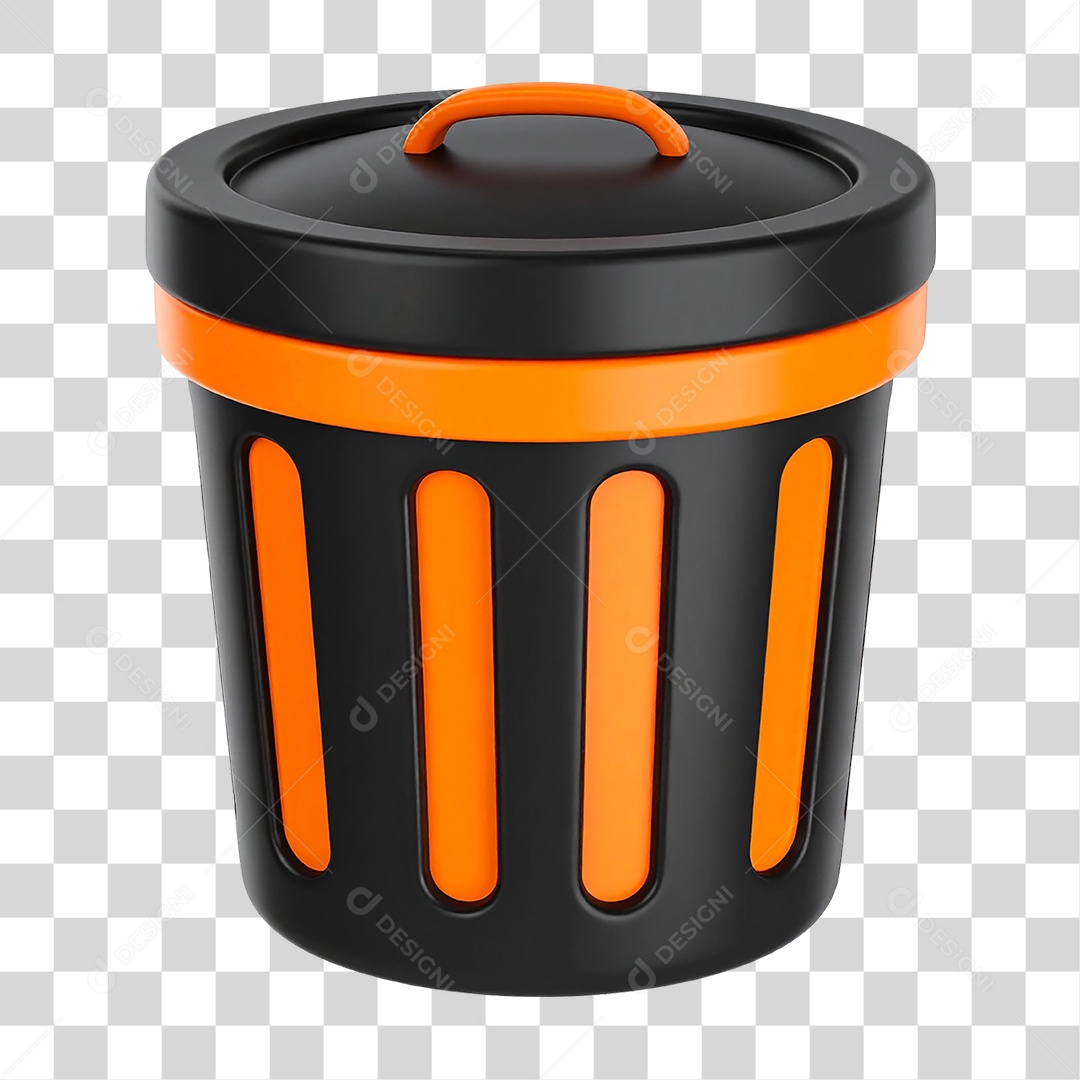 Elemento 3D Balde Lixeira PNG Transparente