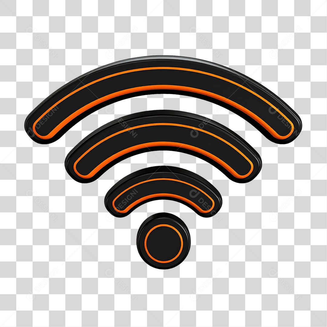 Elemento 3D Sinal de Wi-fi PNG Transparente