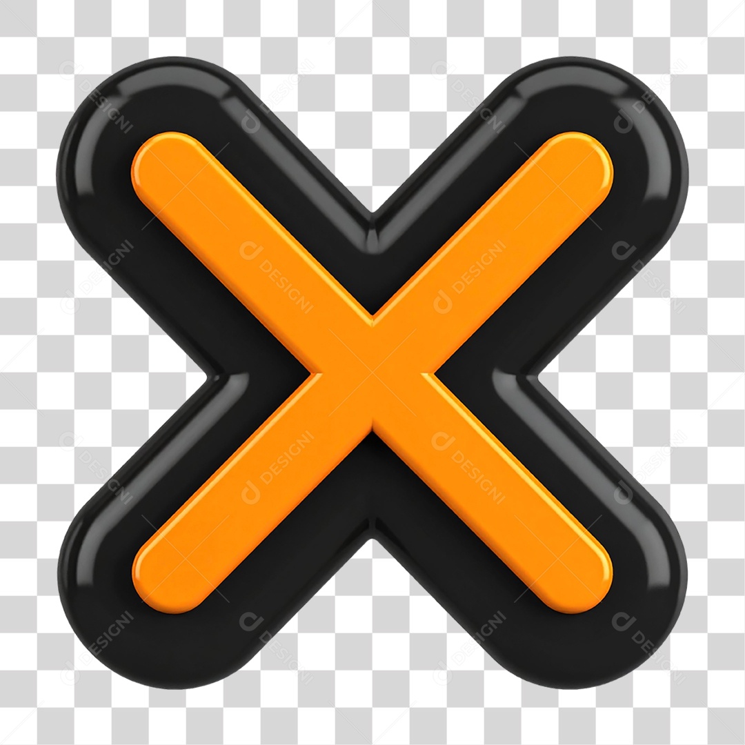 X Preto e Laranja PNG Transparente