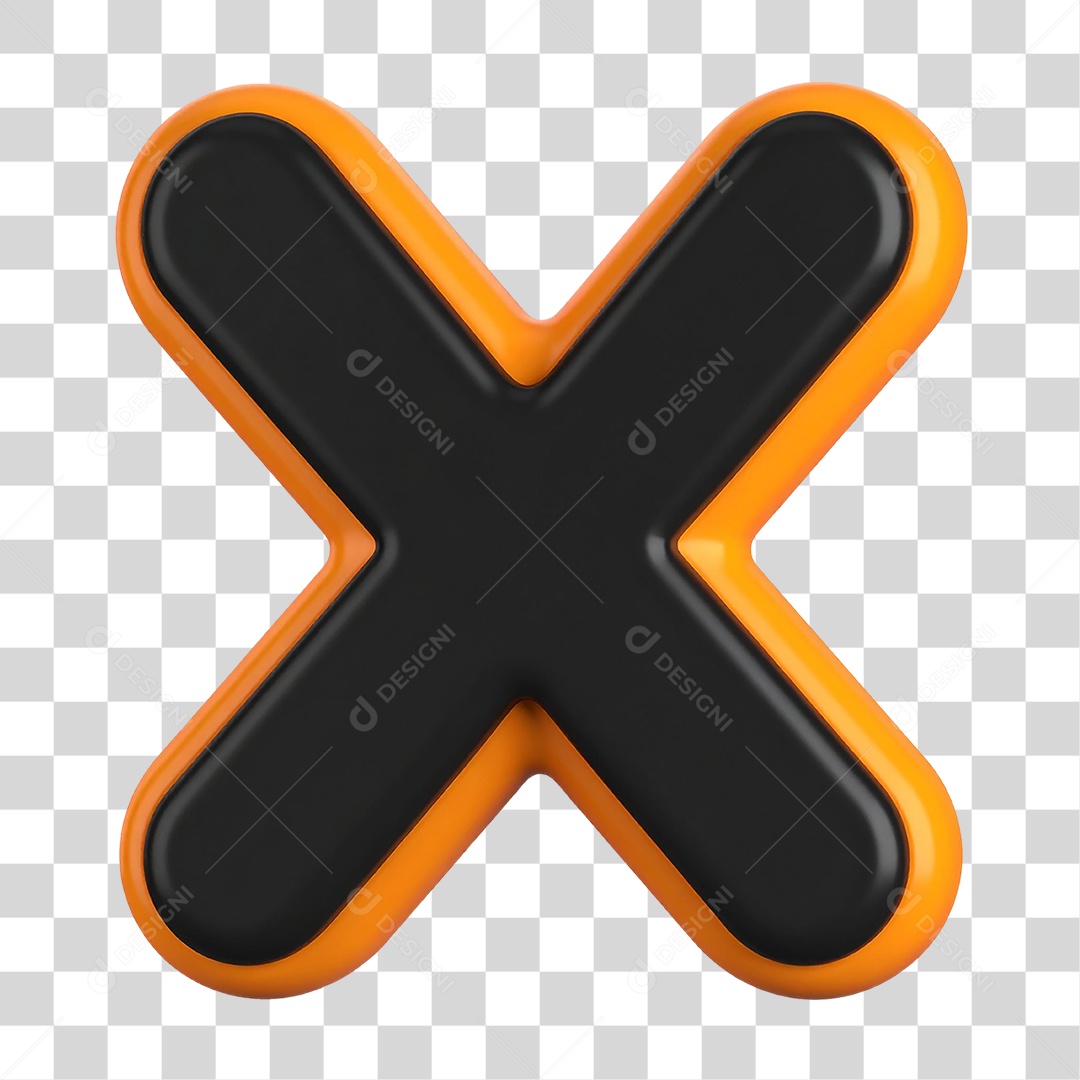 X Preto e Laranja PNG Transparente