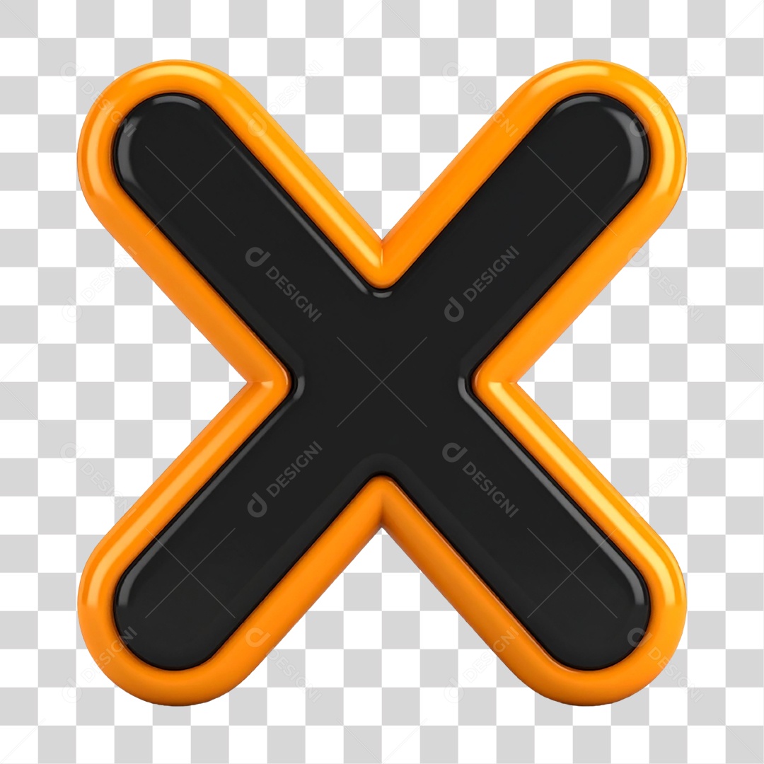 X Preto e Laranja PNG Transparente