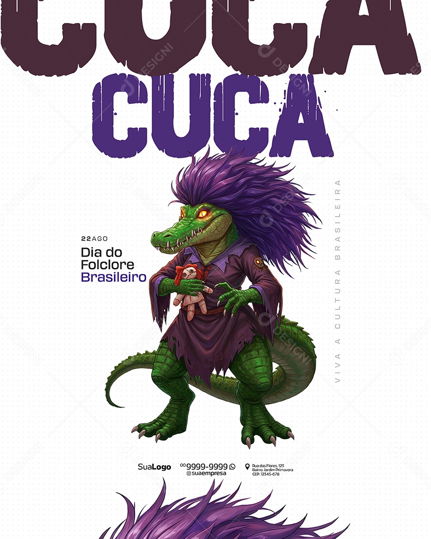 Dia do Folclore 22 de Agosto Brasileiro Cuca Social Media PSD Editável