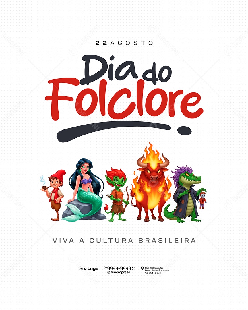 Dia do Folclore 22 de agosto Social Media PSD Editável