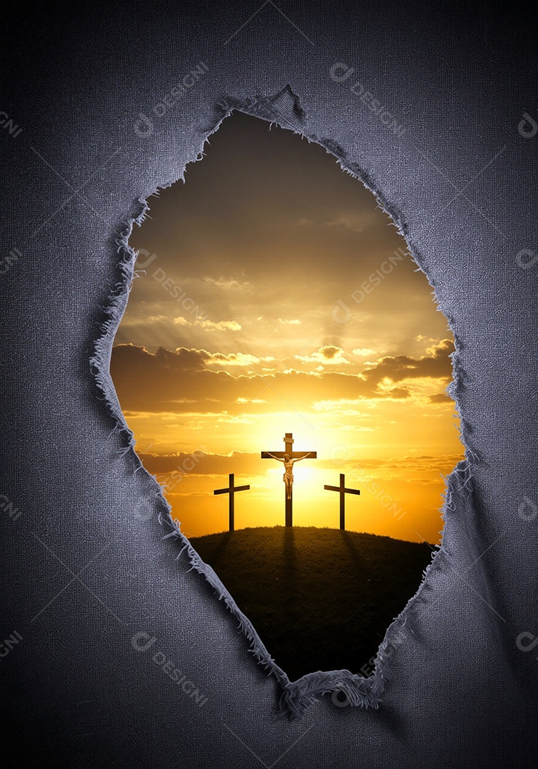 Composição artística de forte simbolismo religioso Cruzes.