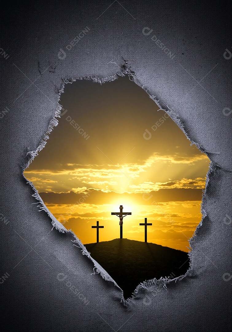 Composição artística de forte simbolismo religioso Cruzes.