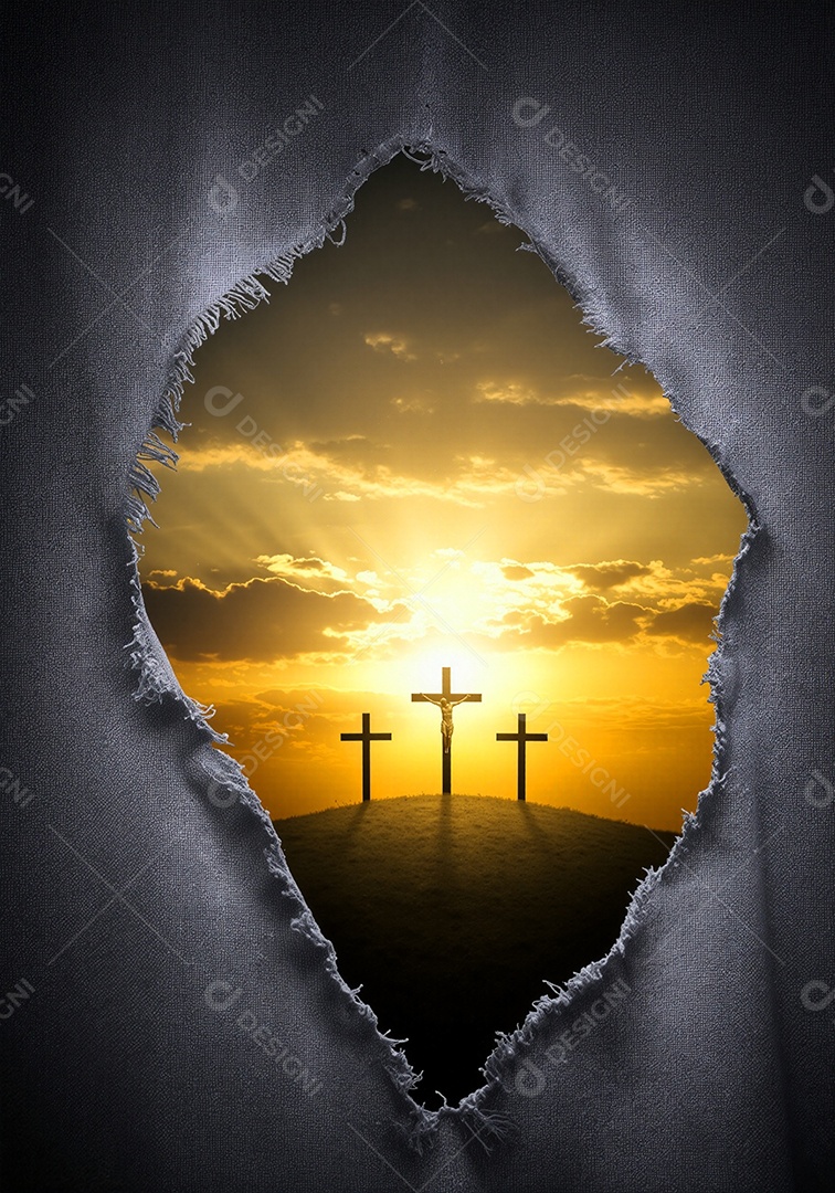 Composição artística de forte simbolismo religioso Cruzes.