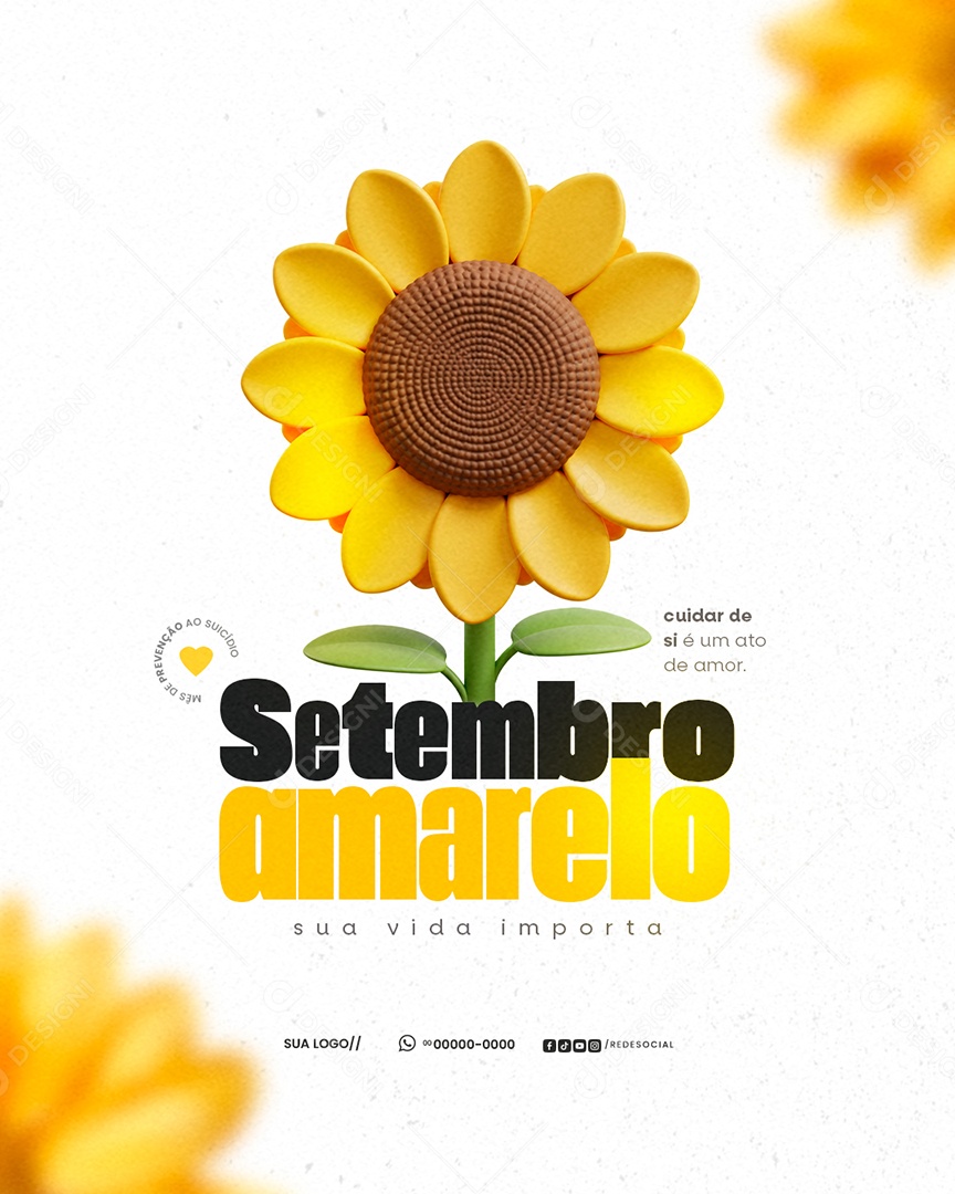 Setembro Amarelo Mês de Prevenção ao Suicídio Social Media PSD Editável