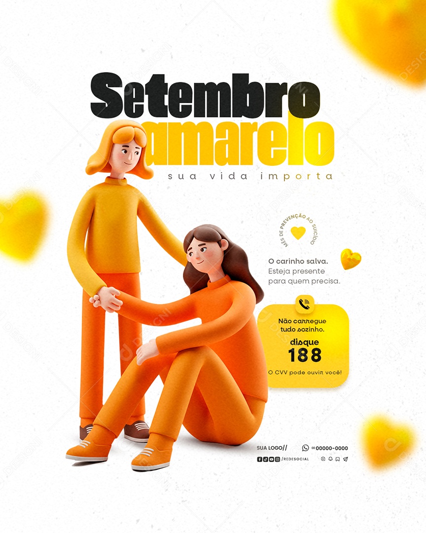 Setembro Amarelo Mês de Prevenção ao Suicídio Social Media PSD Editável