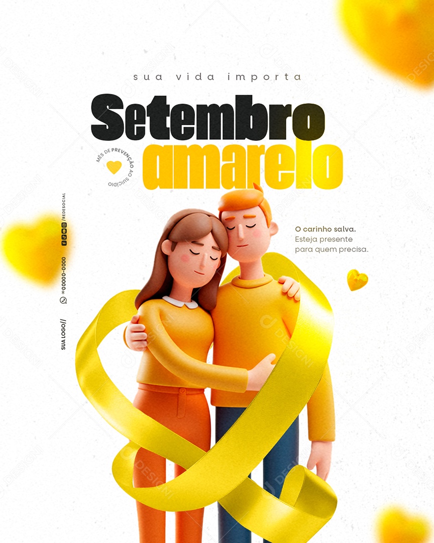 Setembro Amarelo Mês de Prevenção ao Suicídio Social Media PSD Editável