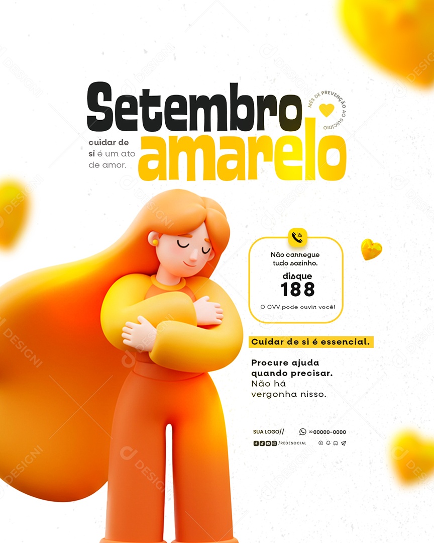 Setembro Amarelo Mês de Prevenção ao Suicídio Social Media PSD Editável