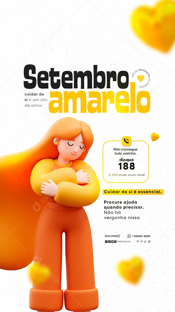 Story Setembro Amarelo Mês de Prevenção ao Suicídio Social Media PSD Editável