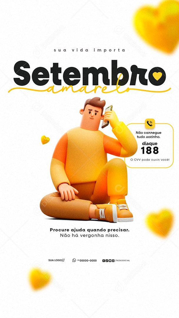 Story Setembro Amarelo Mês de Prevenção ao Suicídio Social Media PSD Editável