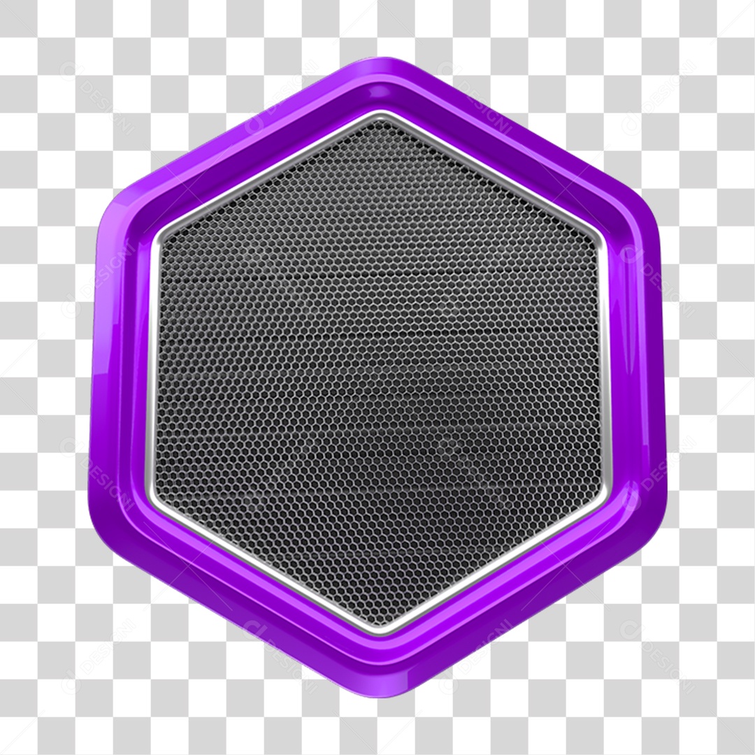 Elemento 3D Placa de Metal em Formato Hexagonal PNG Transparente
