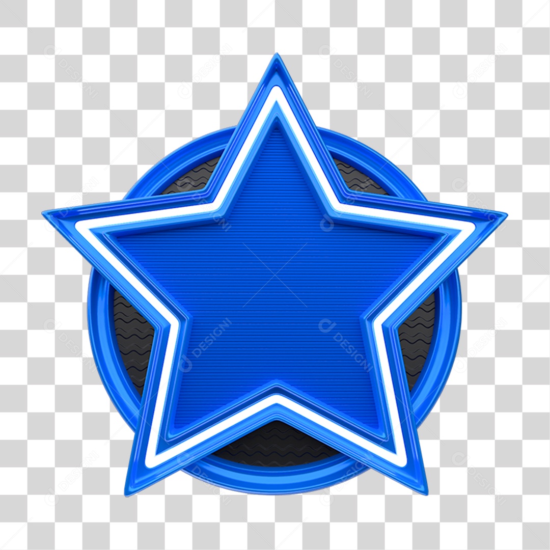 Elemento 3D Placa de Metal em Formato de Estrela PNG Transparente