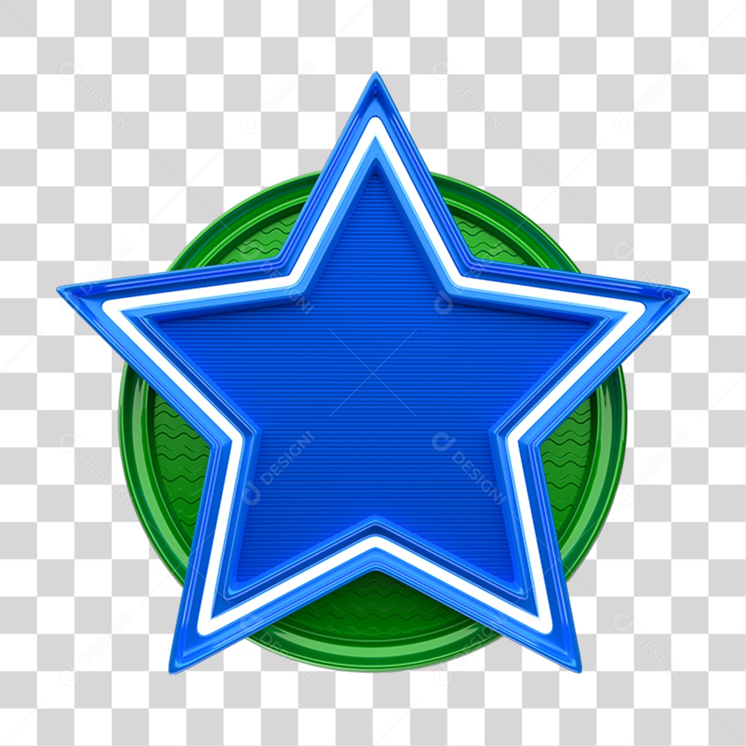 Elemento 3D Placa de Metal em Formato de Estrela PNG Transparente