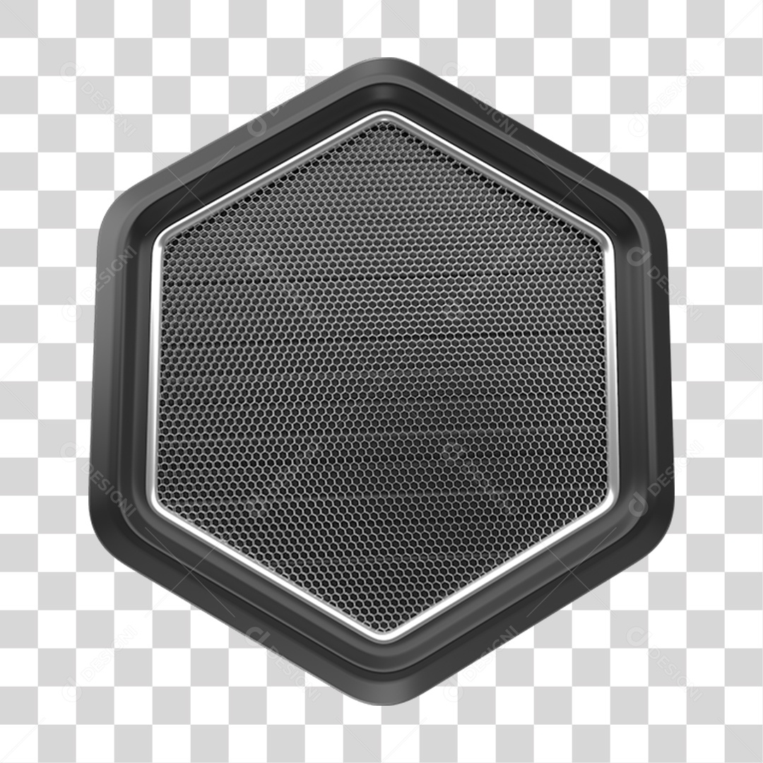 Elemento 3D Placa de Metal em Formato Hexagonal PNG Transparente