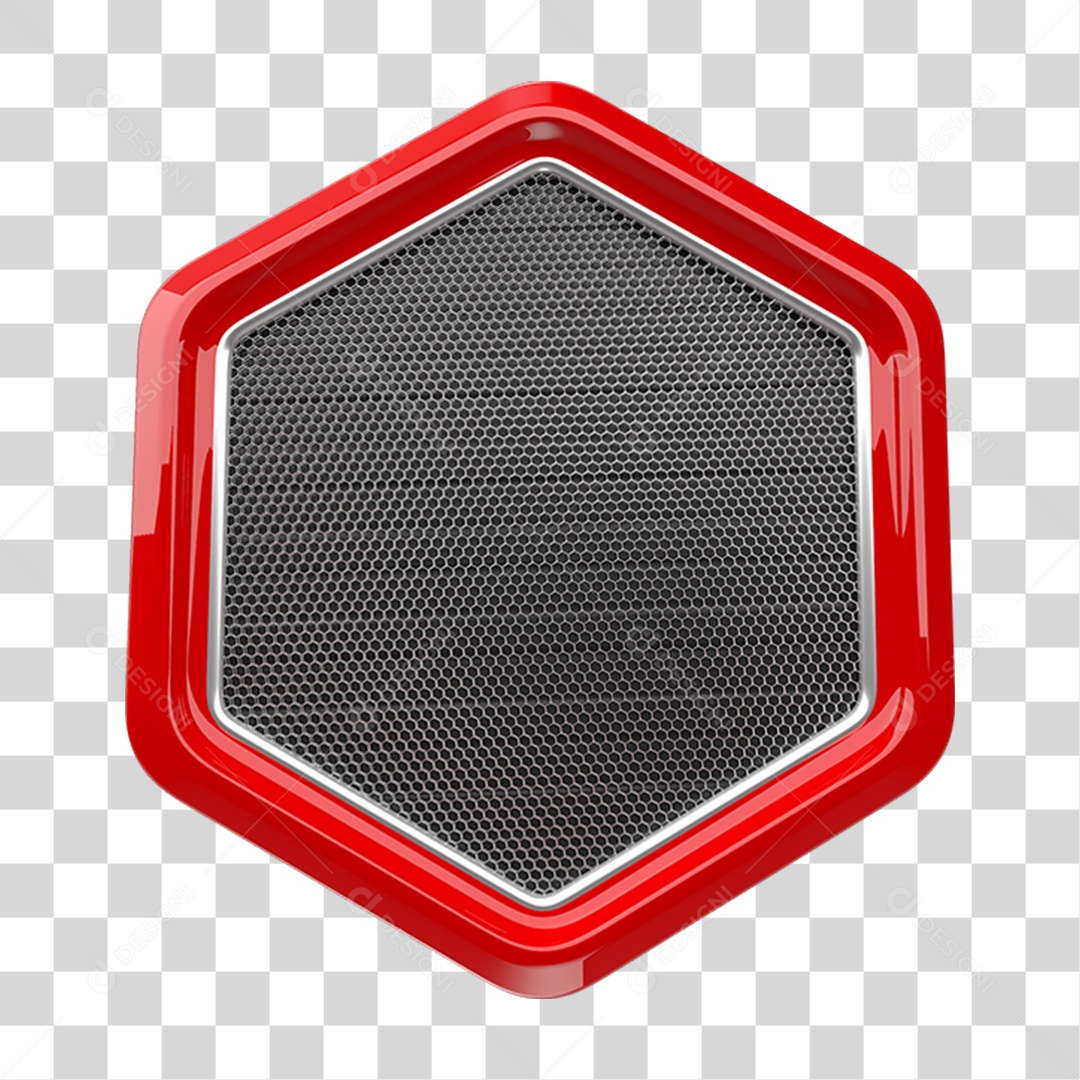 Elemento 3D Placa de Metal em Formato Hexagonal PNG Transparente