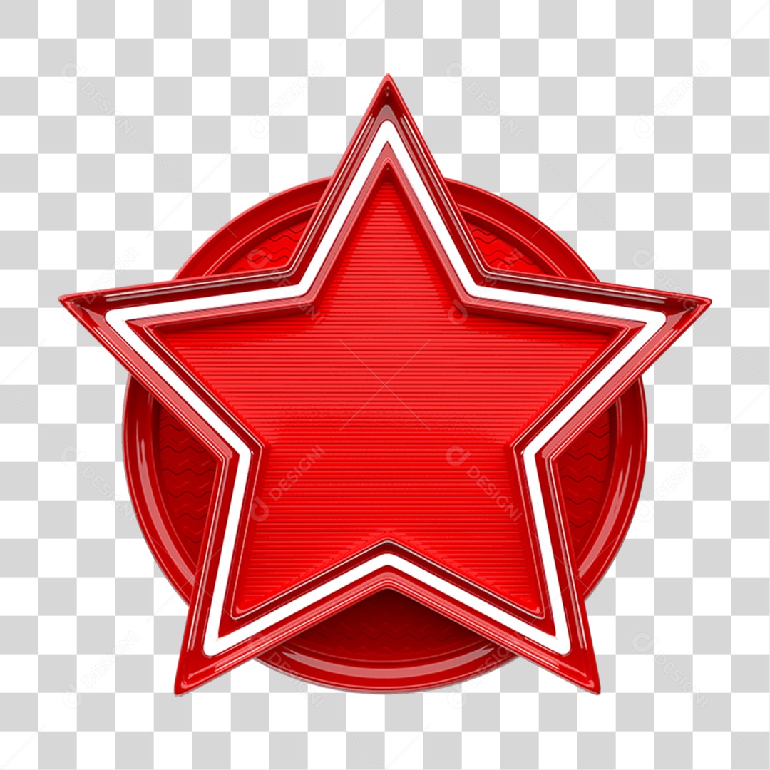Elemento 3D Placa de Metal em Formato de Estrela PNG Transparente