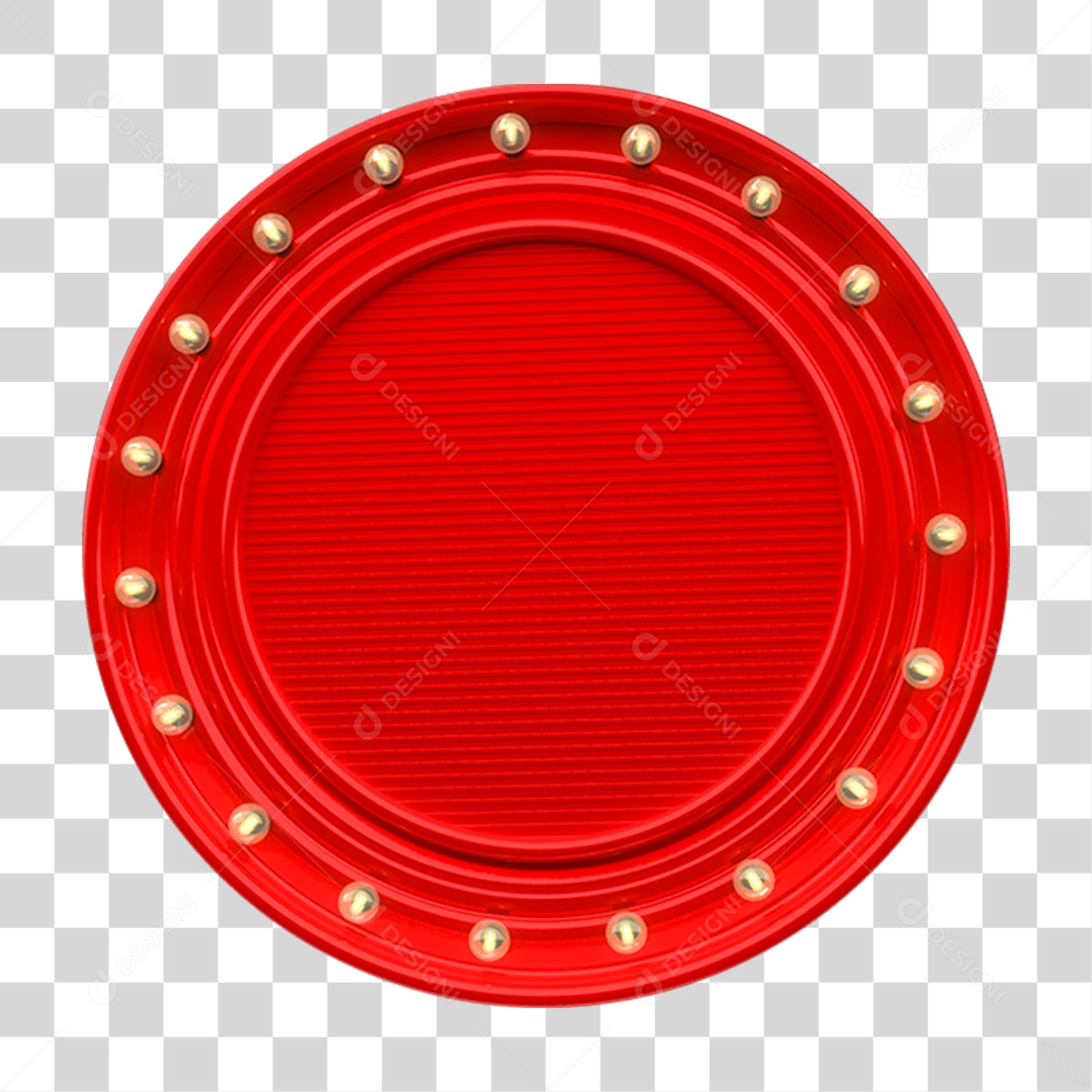 Elemento 3D Placa de Metal em Formato de Círculo PNG Transparente