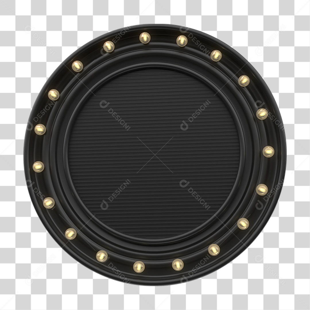 Elemento 3D Placa de Metal em Formato de Círculo PNG Transparente