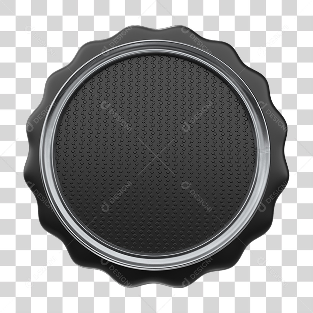 Elemento 3D Placa de Metal em Formato de Círculo PNG Transparente