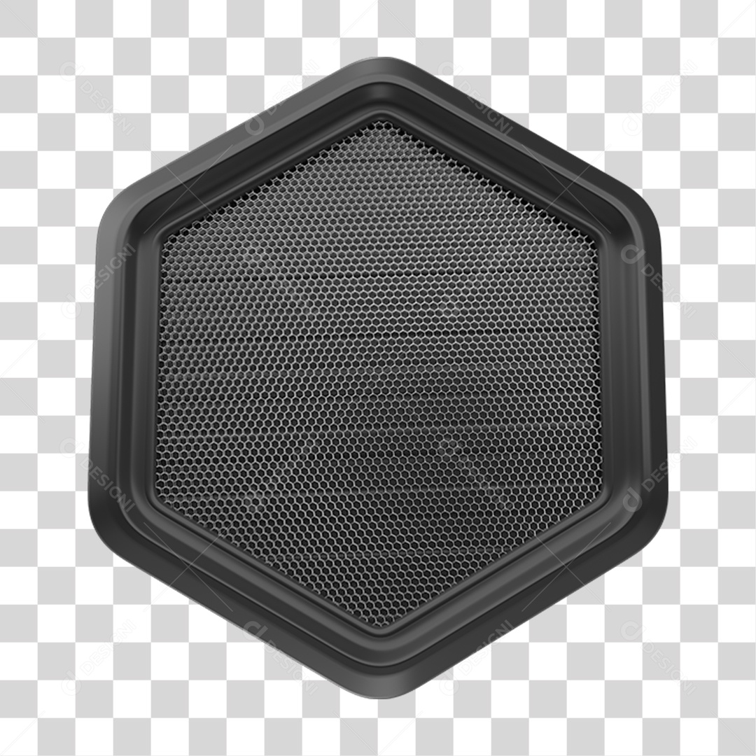 Elemento 3D Placa de Metal em Formato Hexagonal PNG Transparente