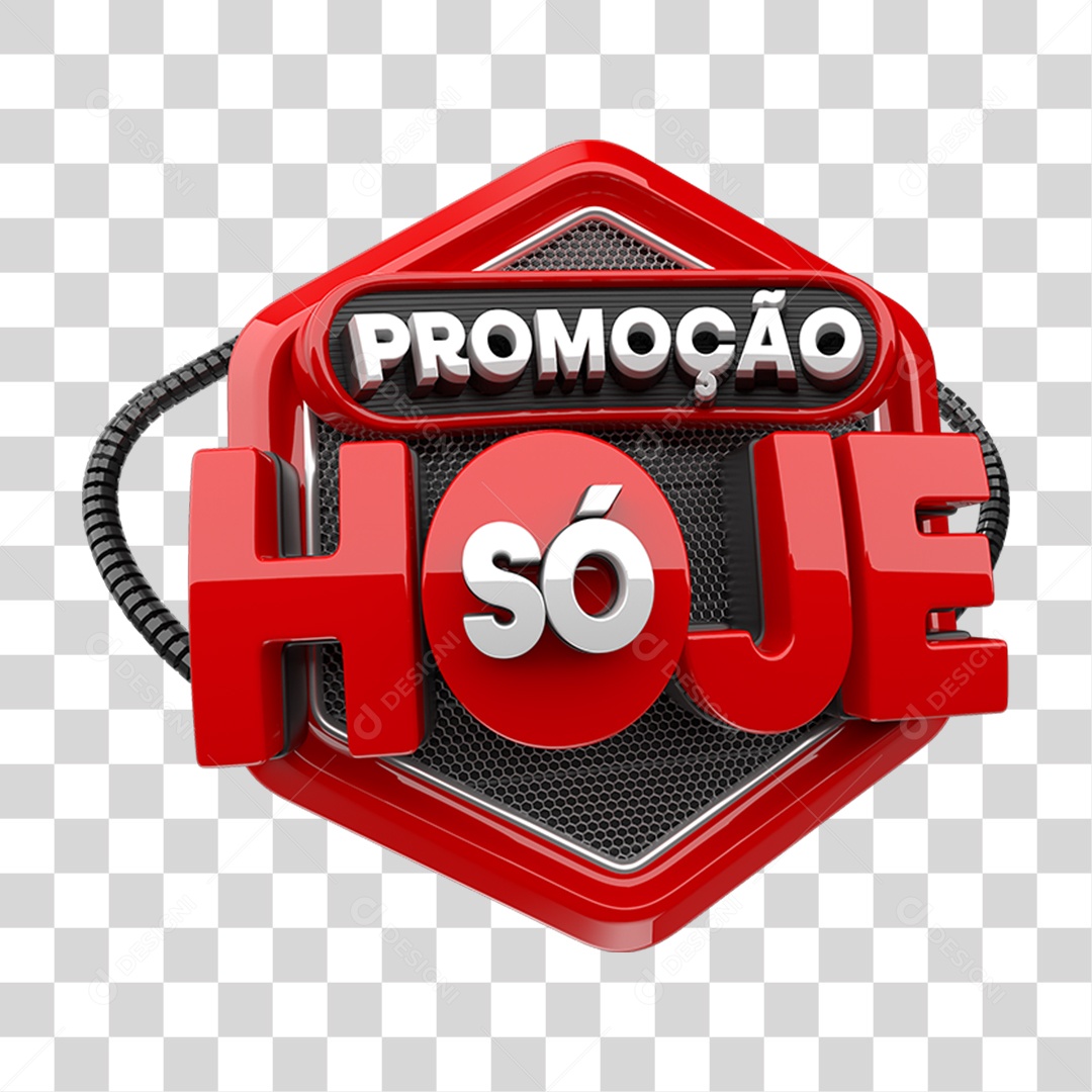Selo 3D Promoção só Hoje PNG Transparente