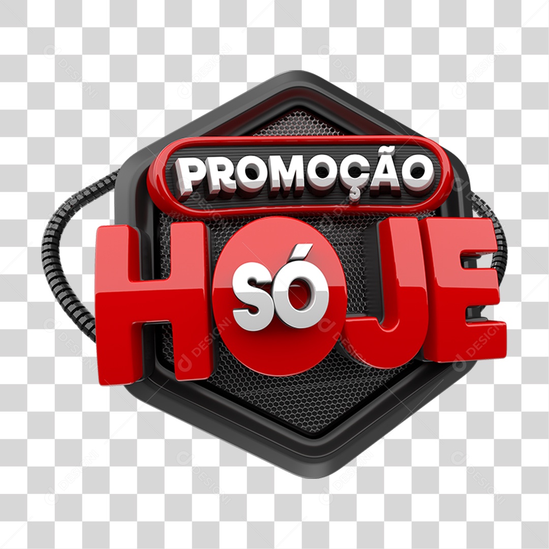 Selo 3D Promoção só Hoje PNG Transparente