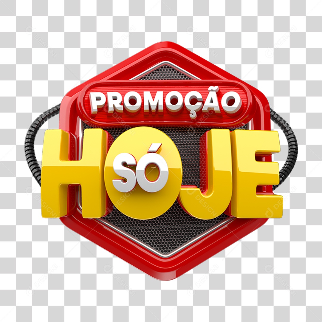 Selo 3D Promoção só Hoje PNG Transparente