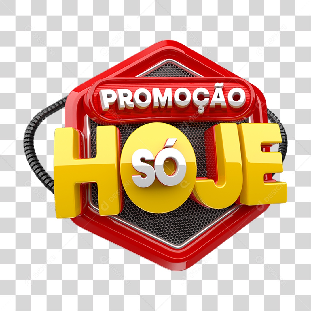 Selo 3D Promoção só Hoje PNG Transparente