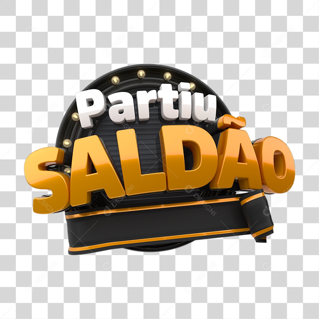 Selo 3D Partiu Saldão PNG Transparente