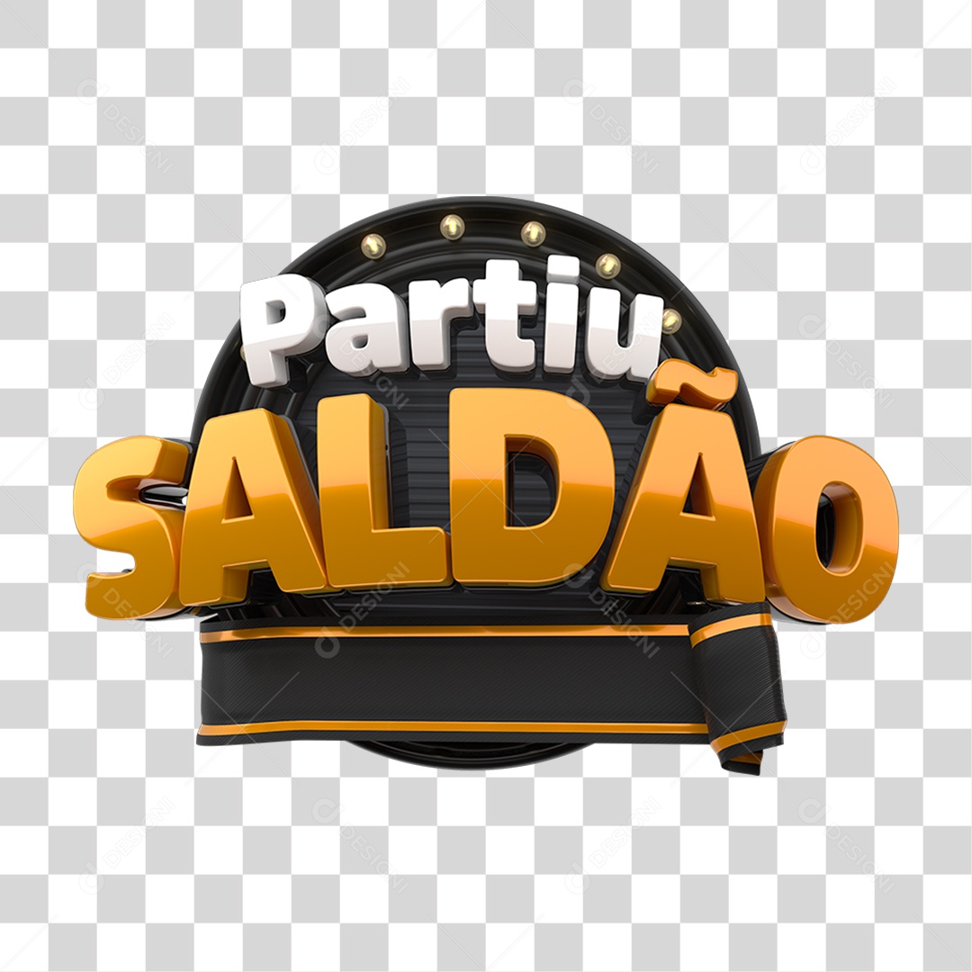 Selo 3D Partiu Saldão PNG Transparente