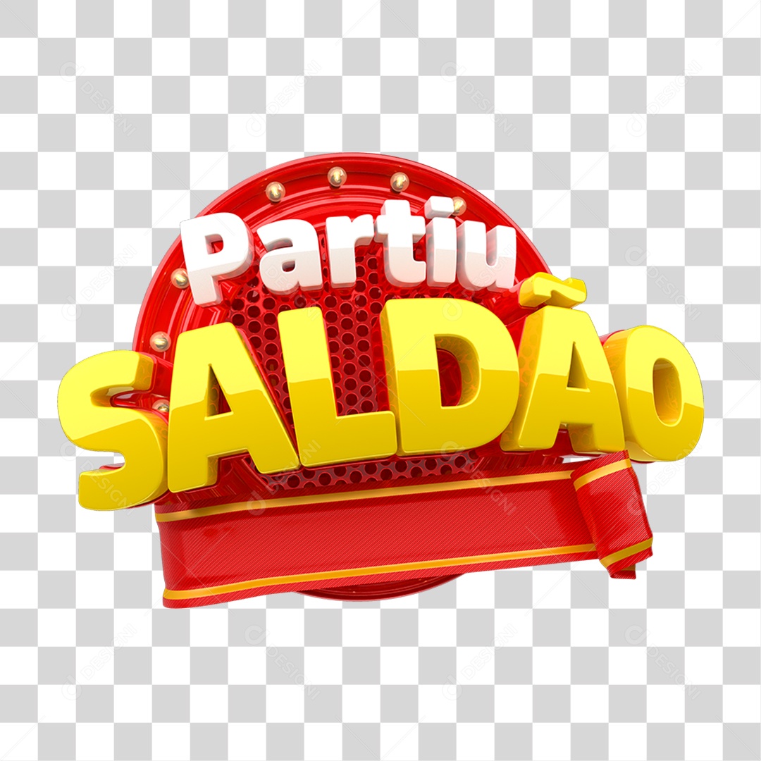 Selo 3D Partiu Saldão PNG Transparente