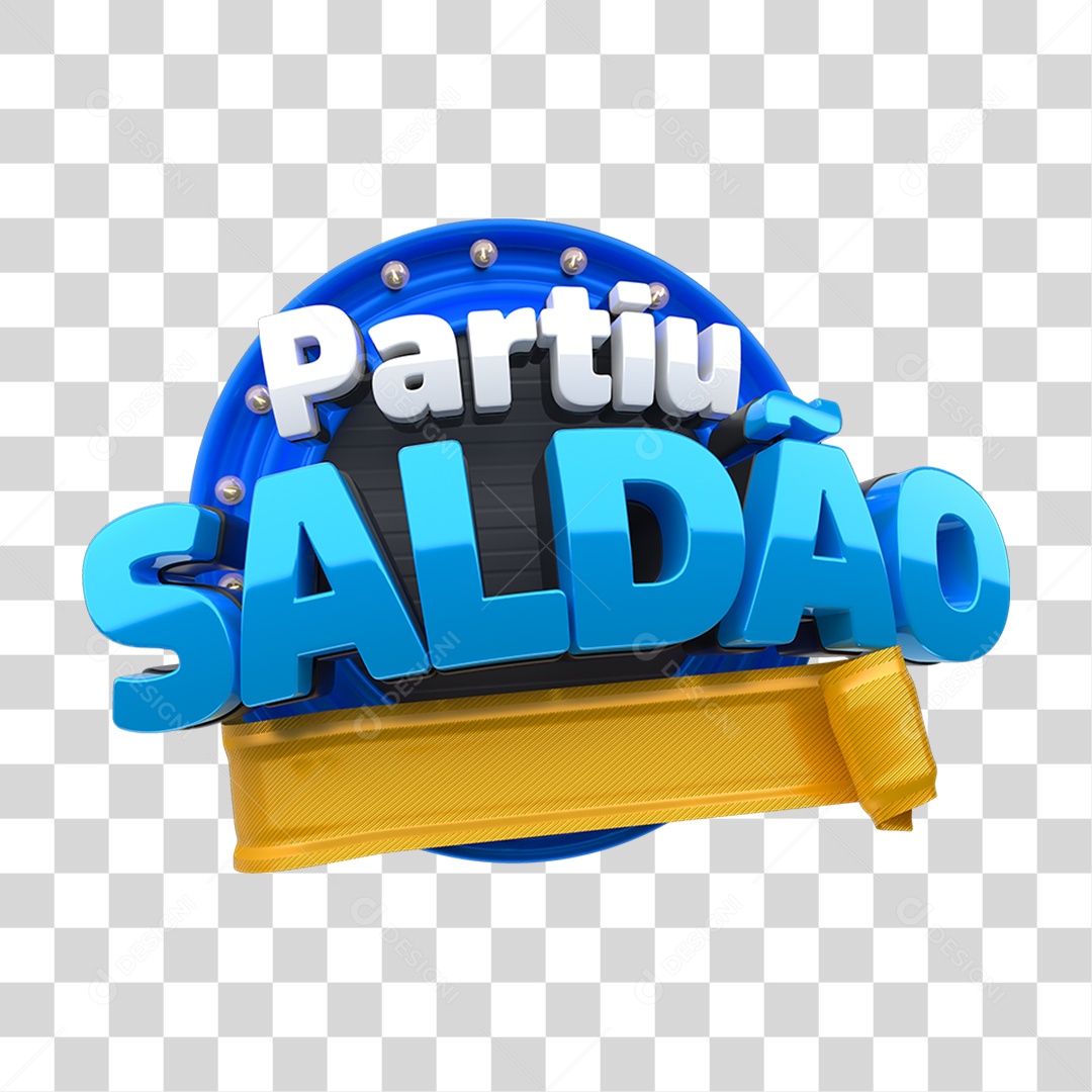 Selo 3D Partiu Saldão PNG Transparente