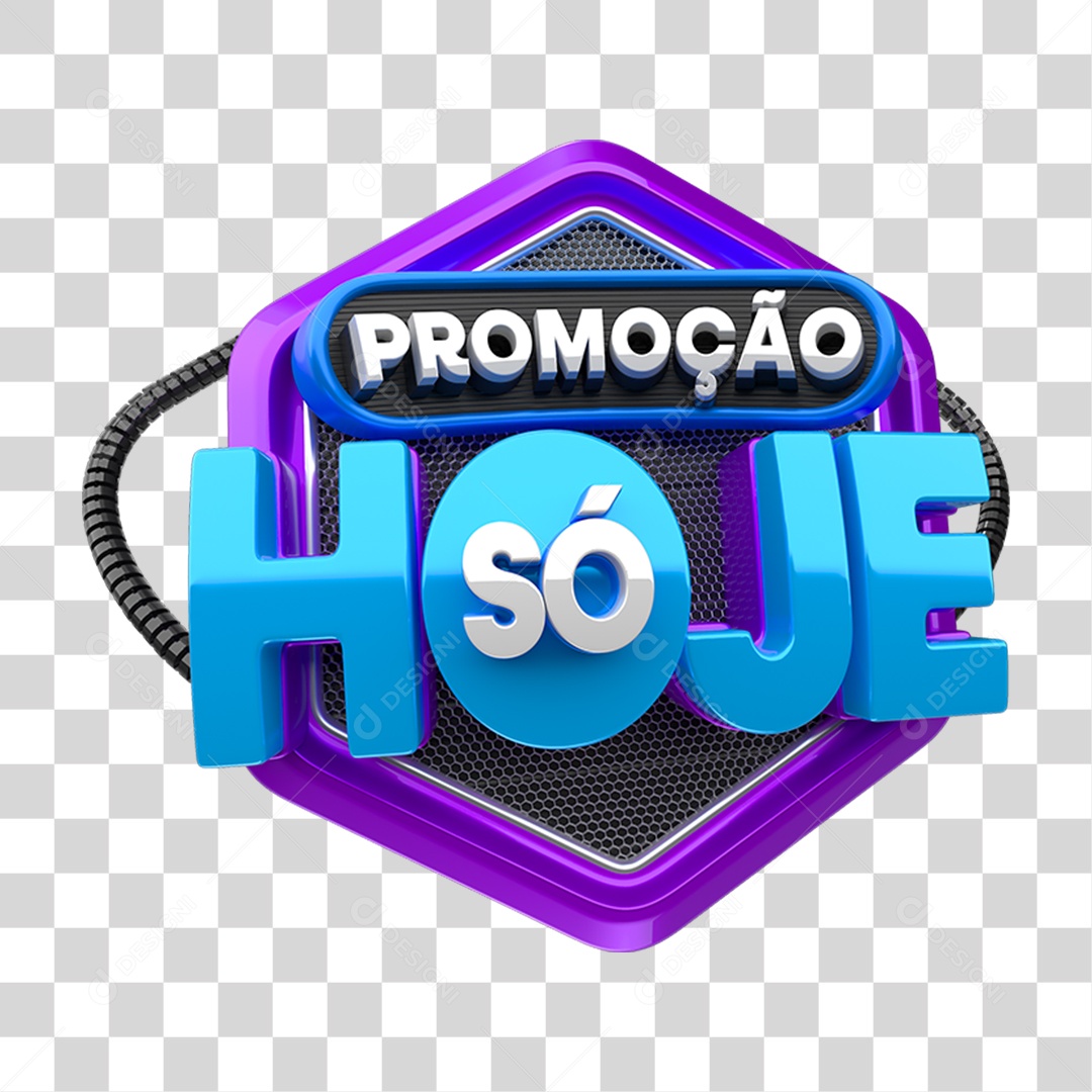 Selo 3D Promoção só Hoje PNG Transparente