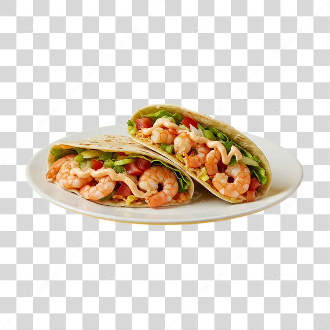 Tacos de Camarão Prato Mexicano PNG Transparente