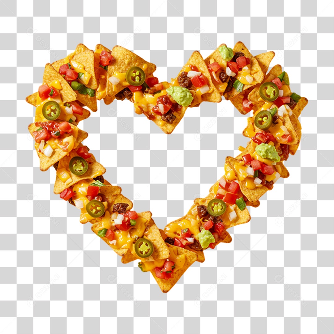 Nachos Recheados em Forma de Coração Prato Mexicano PNG Transparente