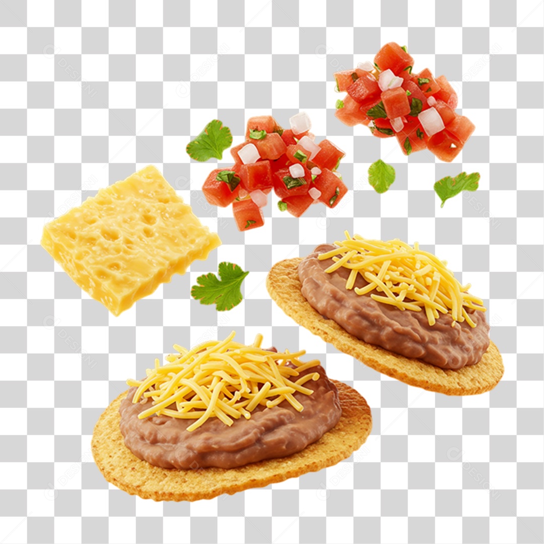 Combo de Tostadas Prato Mexicano PNG Transparente
