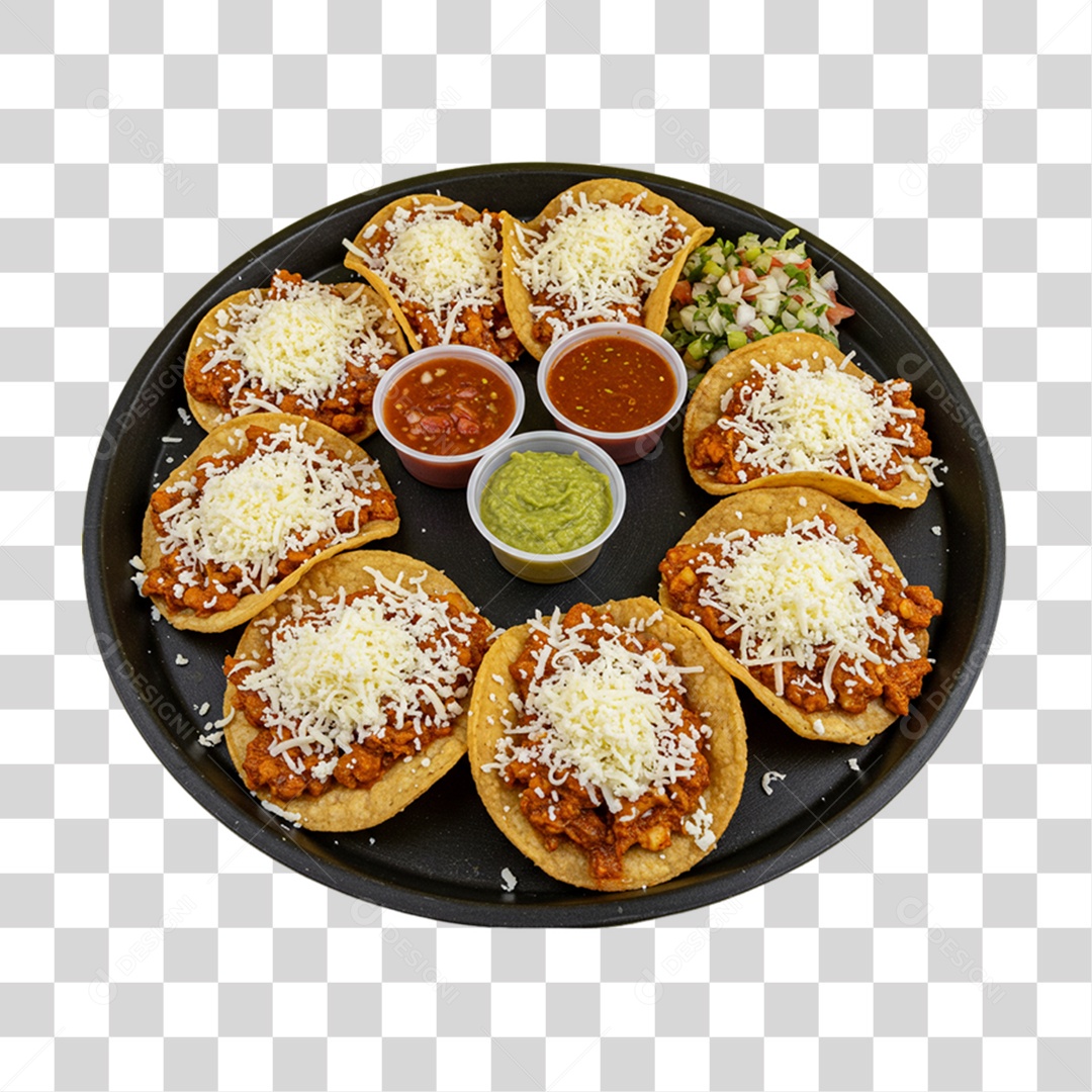 Combo de Tostadas Prato Mexicano PNG Transparente