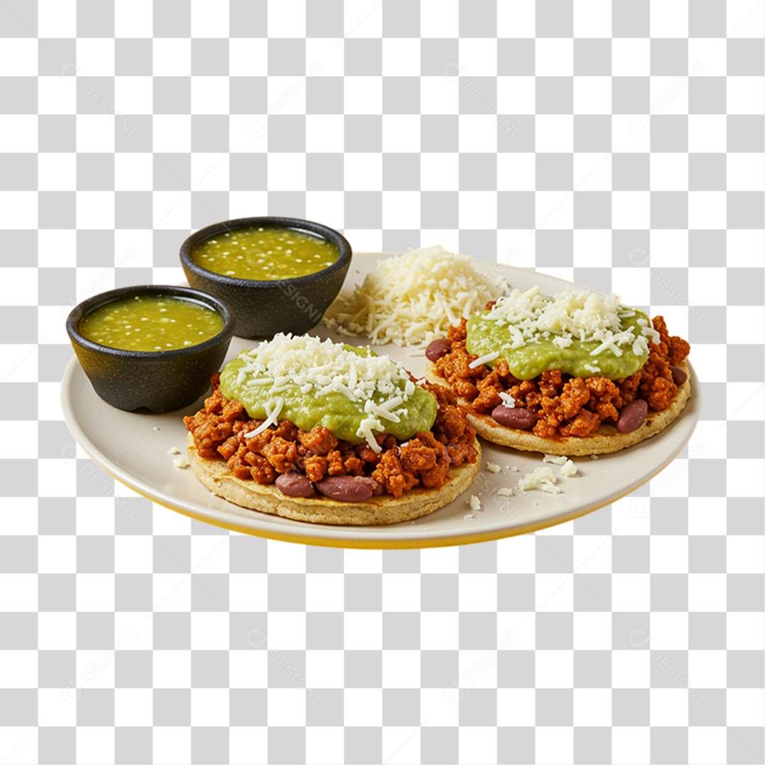 Combo de Sopes Prato Mexicano PNG Transparente