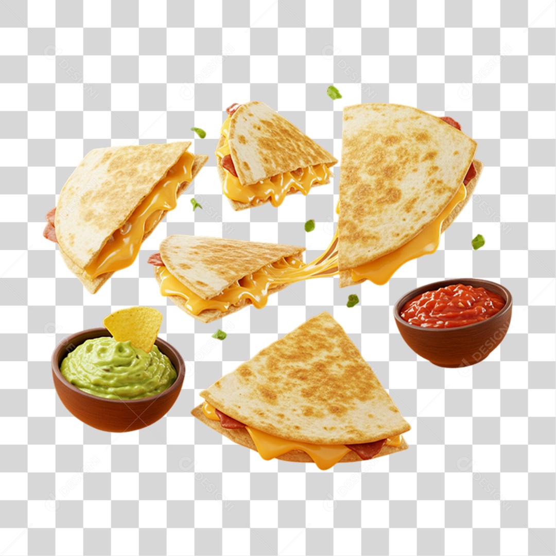 Combo de Quesadillas Prato Mexicano PNG Transparente