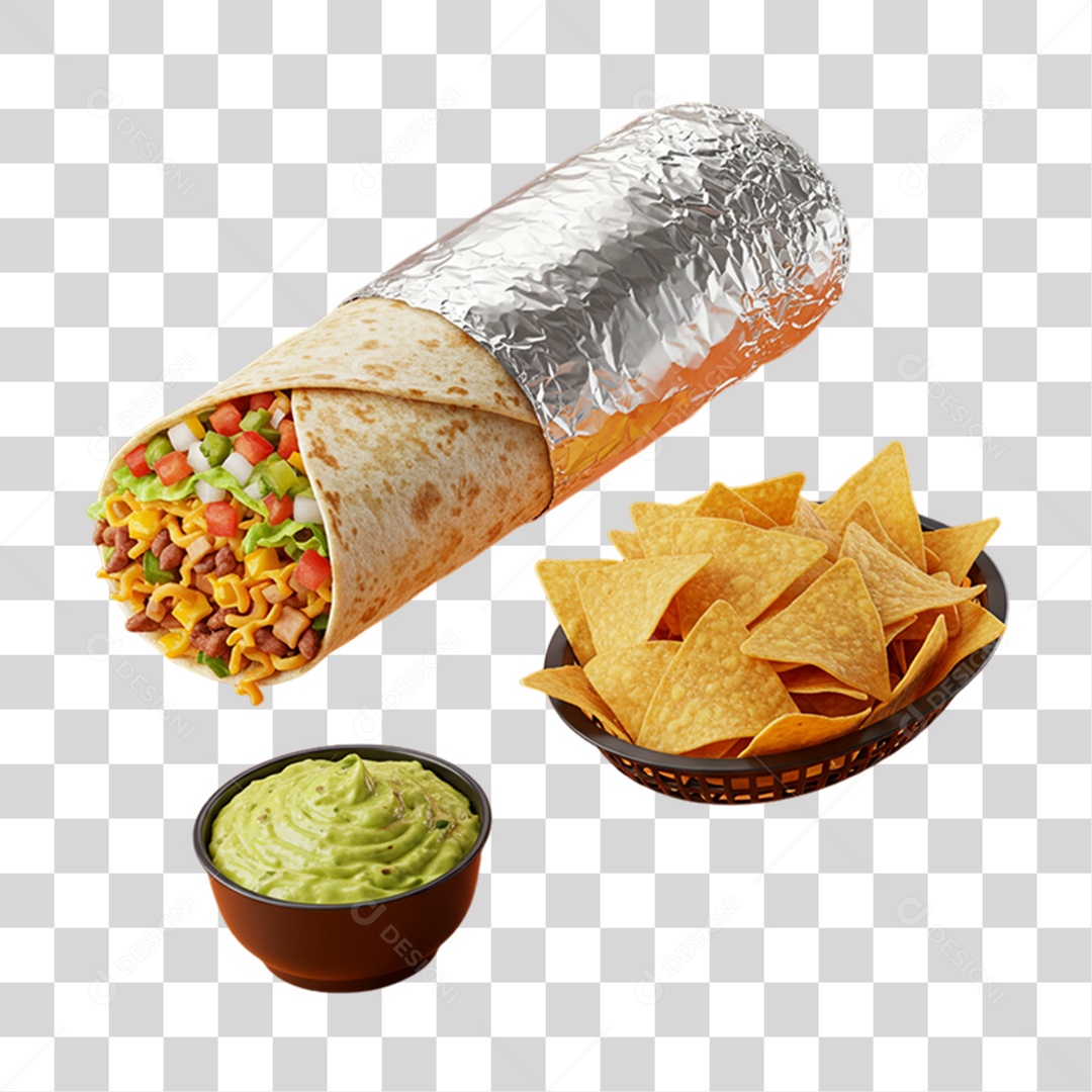 Burrito e Guacamole PNG Transparente