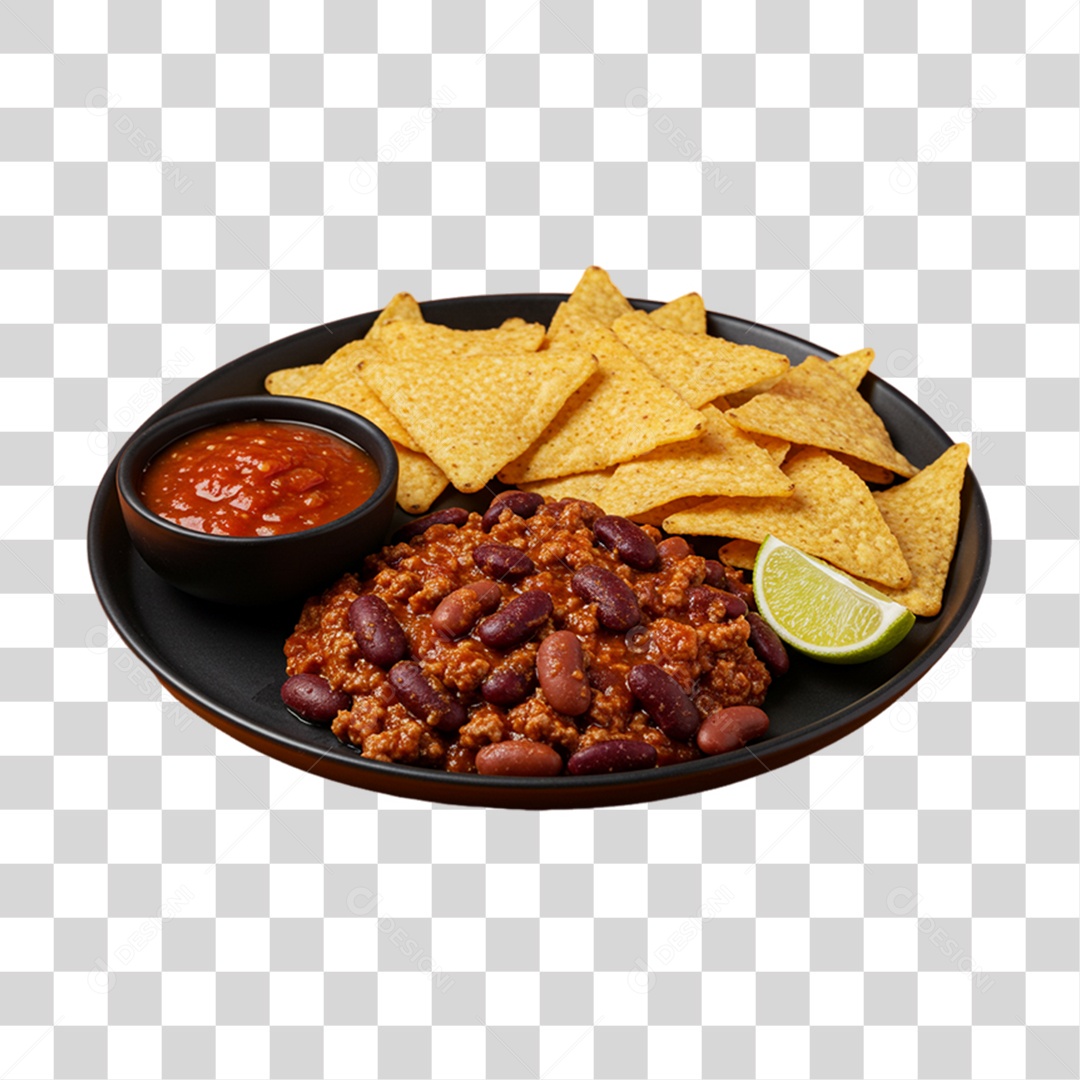 Chilli com Carne e Nachos PNG Transparente