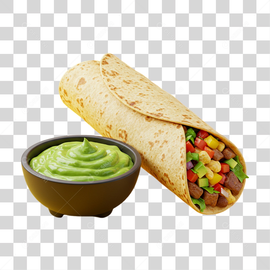 Burrito e Guacamole PNG Transparente